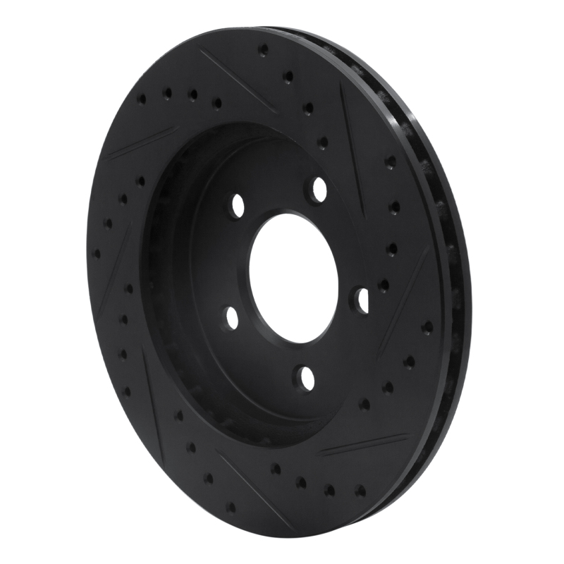 Chrysler Grand Voyager Brake Rotor (1) - Front Left - R1 Concepts - Drilled & Slotted - Black - `91-`02